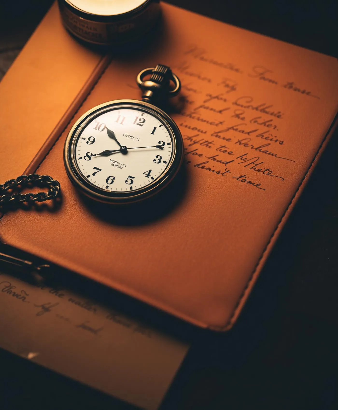 An antique pocket watch resting on hand-written letters